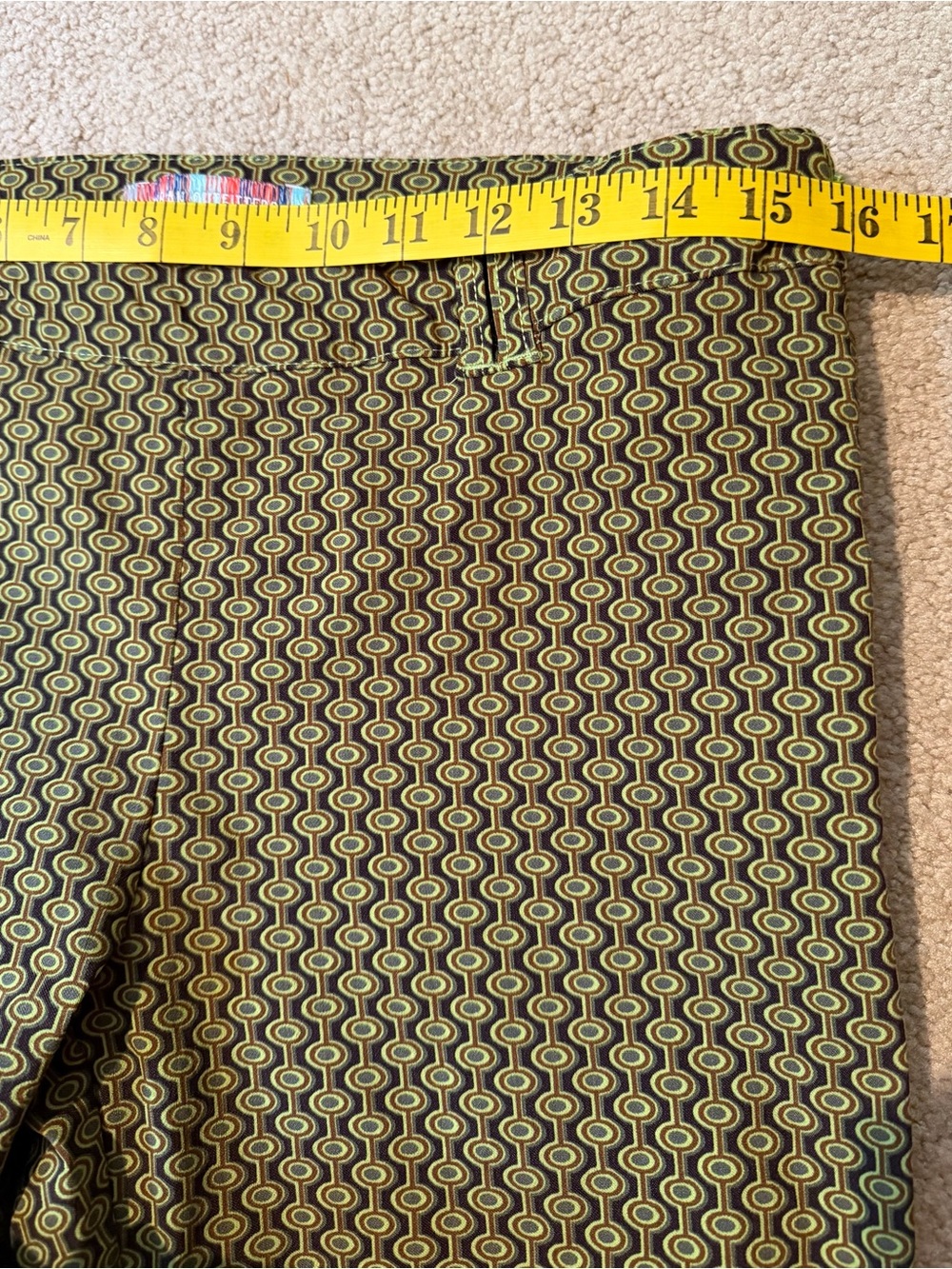 Urban Outfitters Olive Green Patterned Flare Pants - Picture 6 of 8